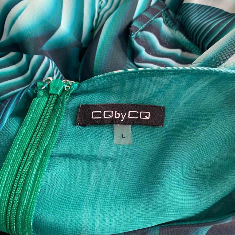 CQbyCQ Teal Maxi Dress with Ruffles Sleeveless Size Large Statement Dress - Picture 9 of 10